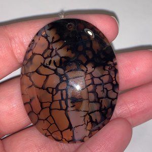 Oval Dragon Veins Agate Focal Pendant